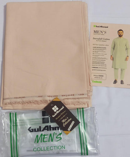Peach | Gul Ahmed Men's Unstitched Soft Cotton