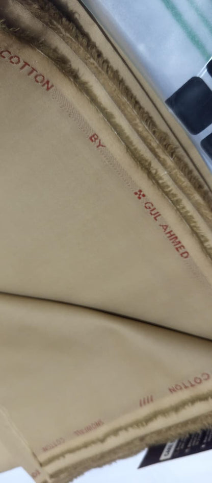 Camel Brown | Gul Ahmed Men's Unstitched Soft Cotton