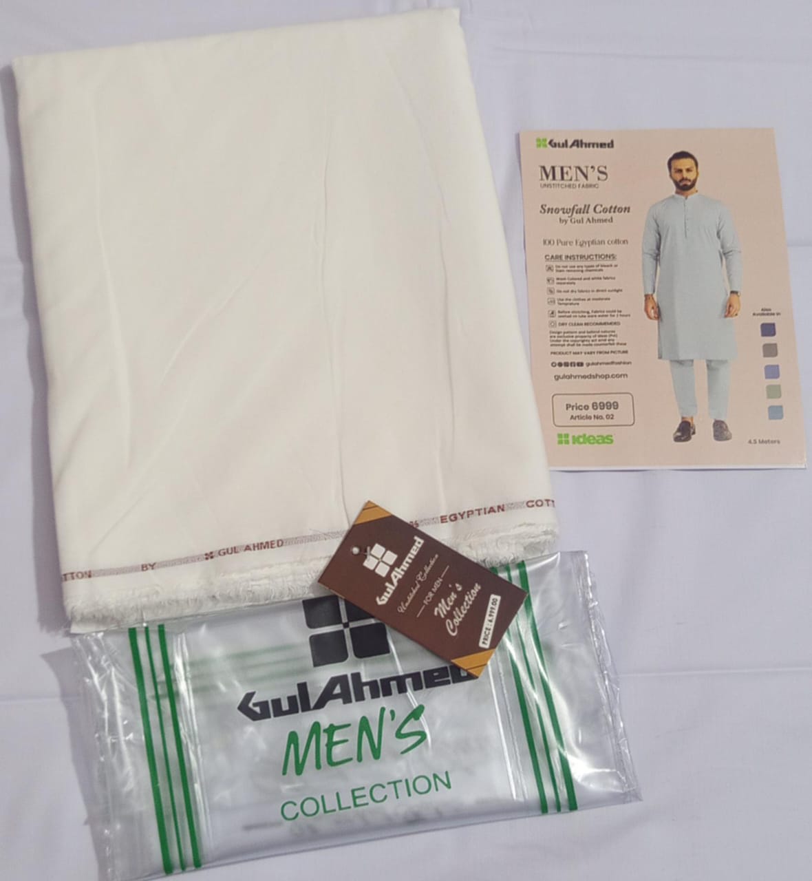 Off White | Gul Ahmed Men's Unstitched Soft Cotton