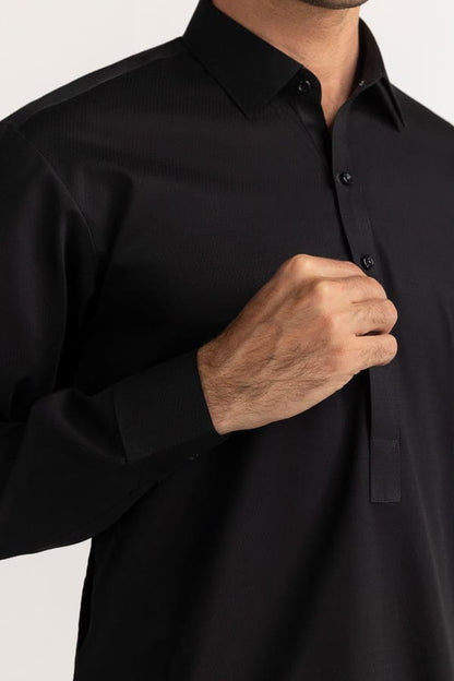 Black | Gul Ahmed Men's Unstitched Soft Cotton