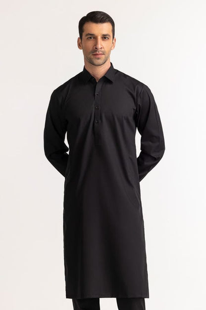 Black | Gul Ahmed Men's Unstitched Soft Cotton