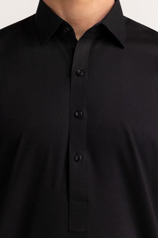 Black | Gul Ahmed Men's Unstitched Soft Cotton