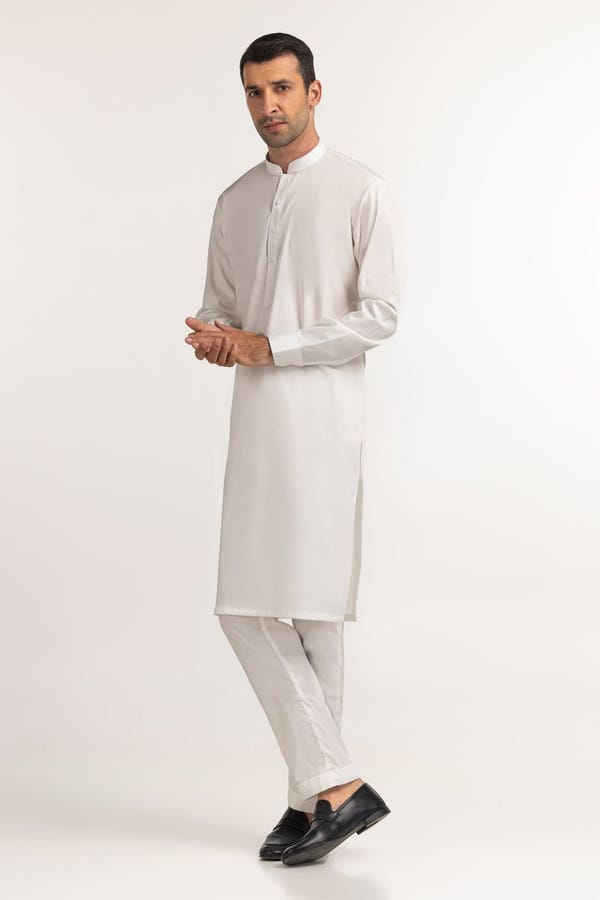 Off White | Gul Ahmed Men's Unstitched Soft Cotton