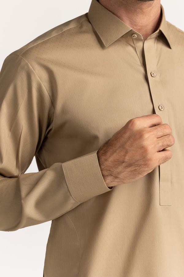Camel Brown | Gul Ahmed Men's Unstitched Soft Cotton