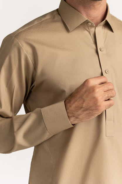 Camel Brown | Gul Ahmed Men's Unstitched Soft Cotton