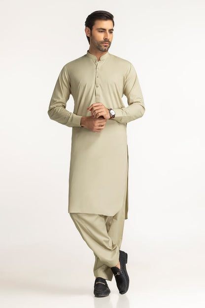 Olive Green | Gul Ahmed Men's Unstitched Soft Cotton