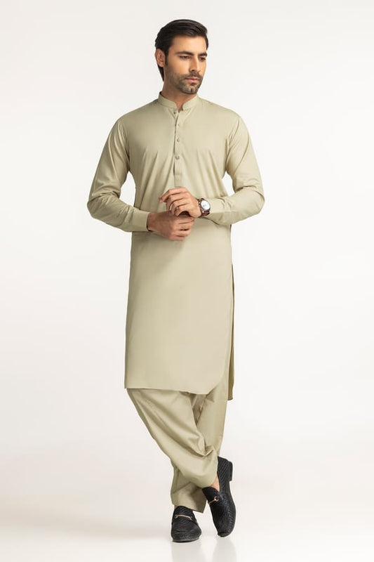 Olive Green | Gul Ahmed Men's Unstitched Soft Cotton