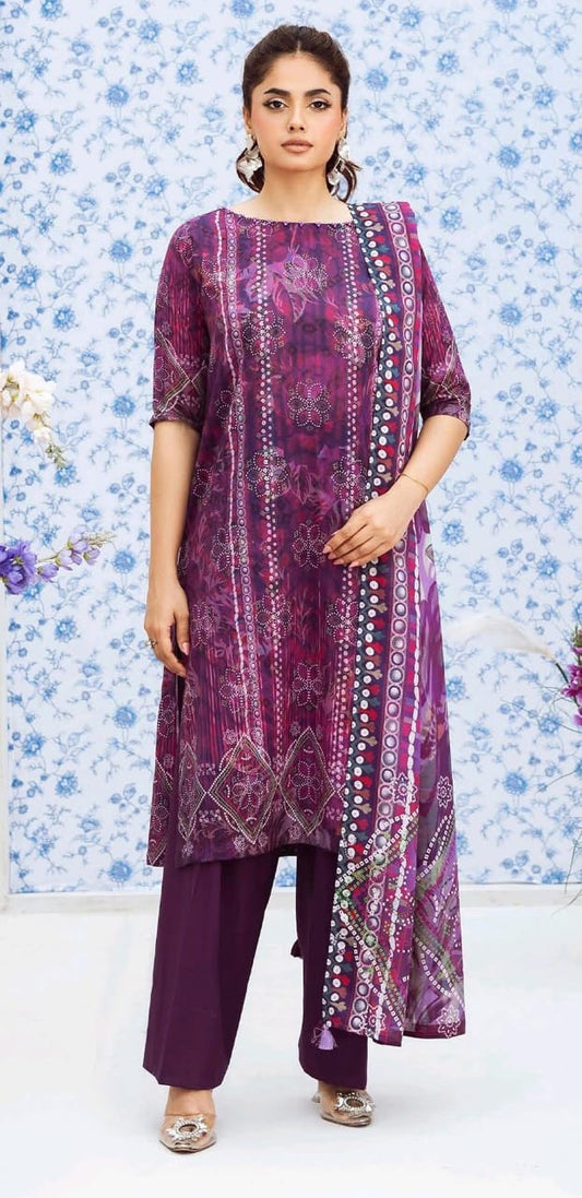 Deep Purple | Moonlight by GJ 3pc Unstitched  Lawn Collection