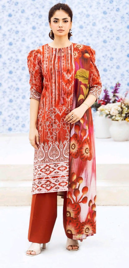 Maroon | Moonlight by GJ 3pc Unstitched  Lawn Collection