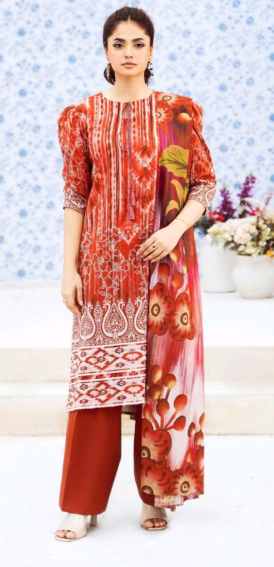 Maroon | Moonlight by GJ 3pc Unstitched  Lawn Collection