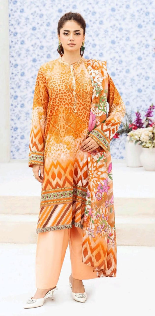 Rust | Moonlight by GJ 3pc Unstitched  Lawn Collection