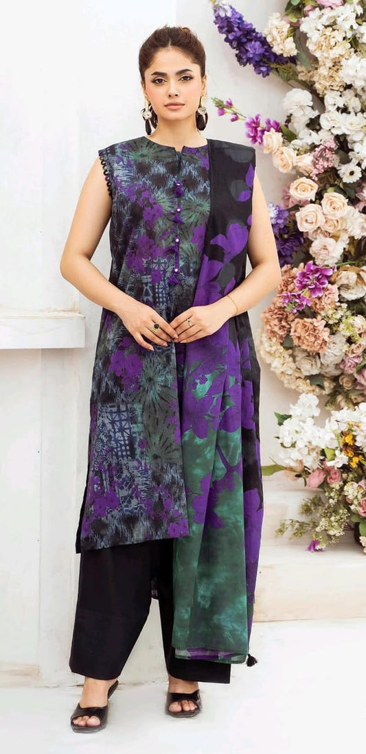 Black | Moonlight by GJ 3pc Unstitched  Lawn Collection