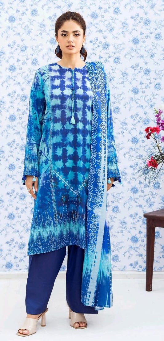 Dark Blue | Moonlight by GJ 3pc Unstitched  Lawn Collection