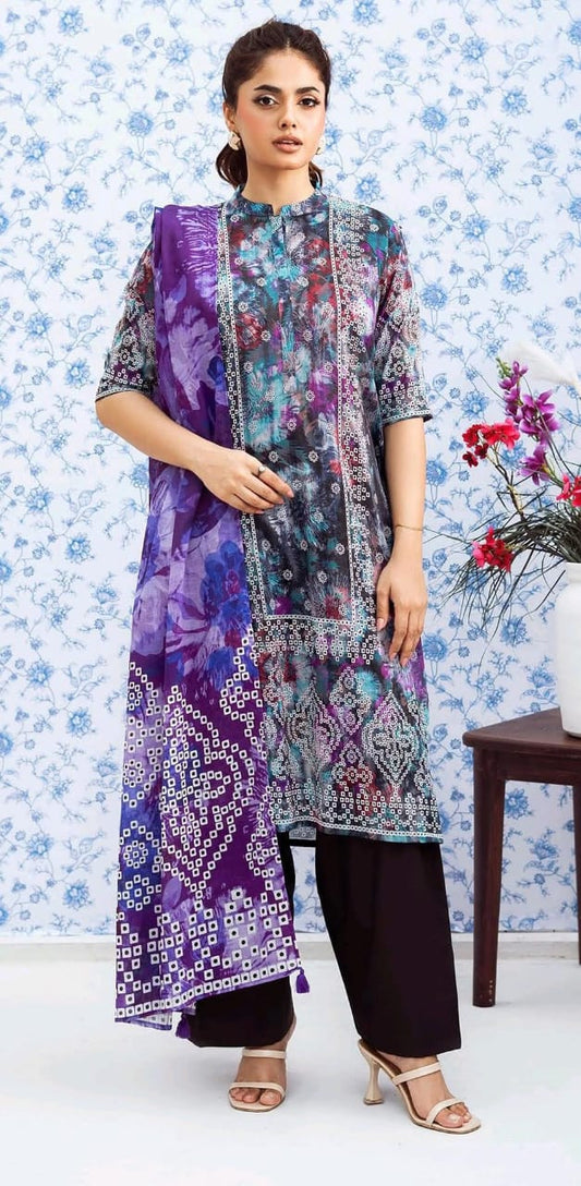 Purple | Moonlight by GJ 3pc Unstitched  Lawn Collection