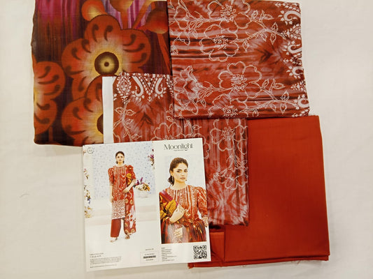 Maroon | Moonlight by GJ 3pc Unstitched  Lawn Collection