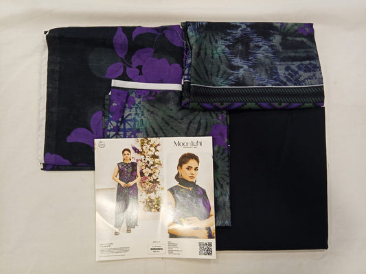 Black | Moonlight by GJ 3pc Unstitched  Lawn Collection