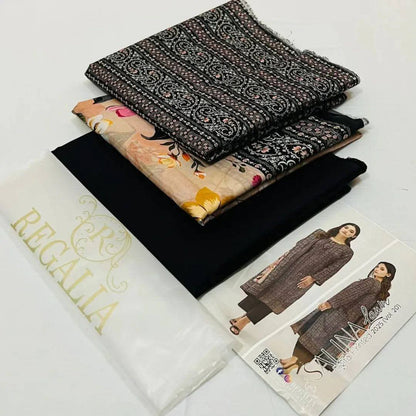 Black | Salina 3pc Unstitched Lawn Collection