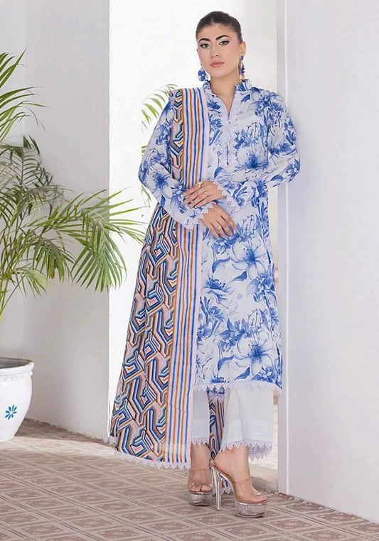 White | Salina 3pc Unstitched Lawn Collection