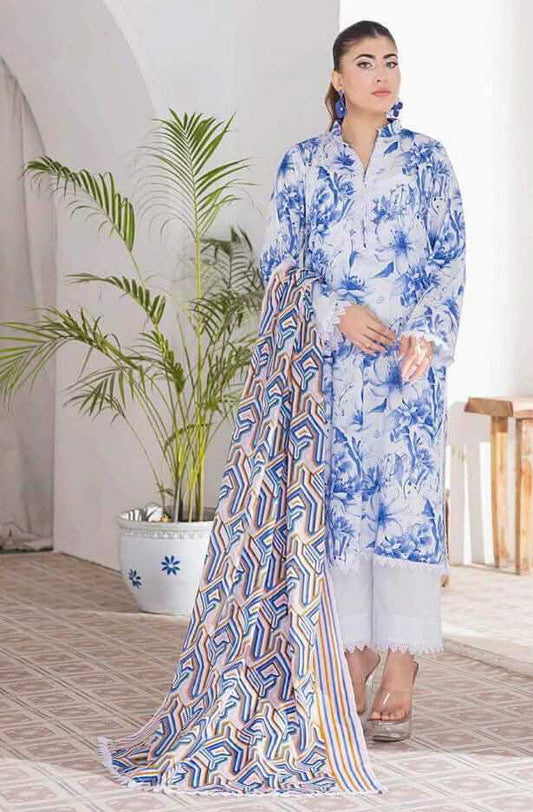 White | Salina 3pc Unstitched Lawn Collection