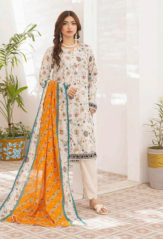 Ash White | Salina 3pc Unstitched Lawn Collection