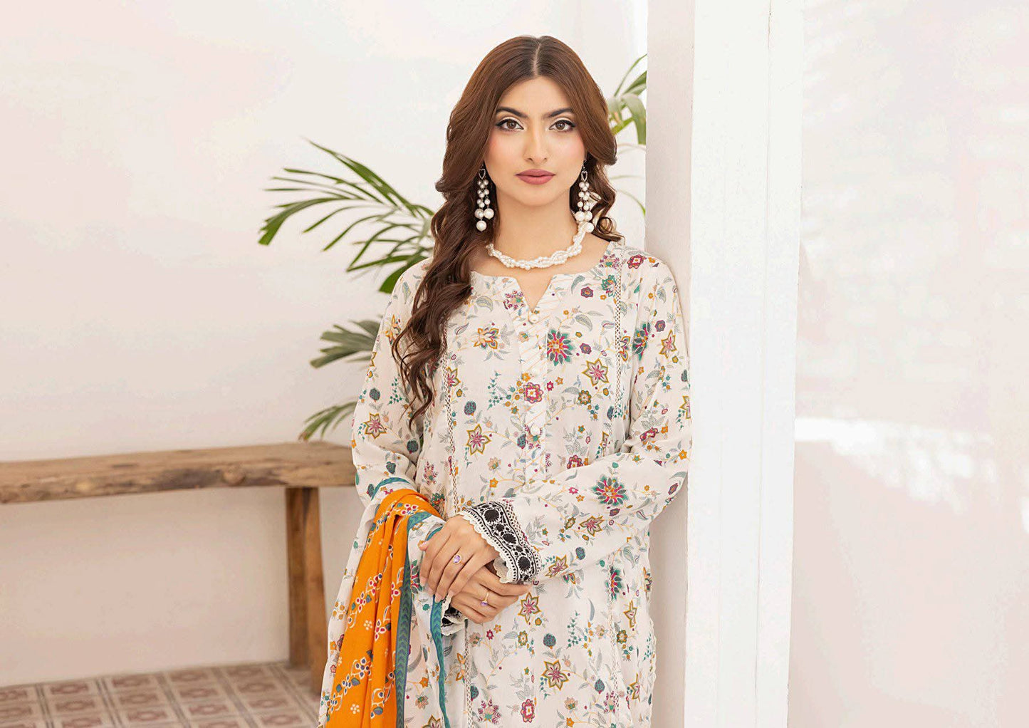 Ash White | Salina 3pc Unstitched Lawn Collection