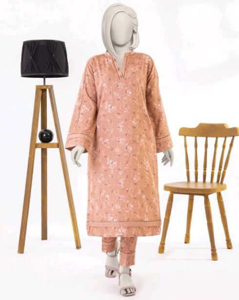Peach | Mtj-Tariq Jamil 2pc Unstitched Khaddar Suit