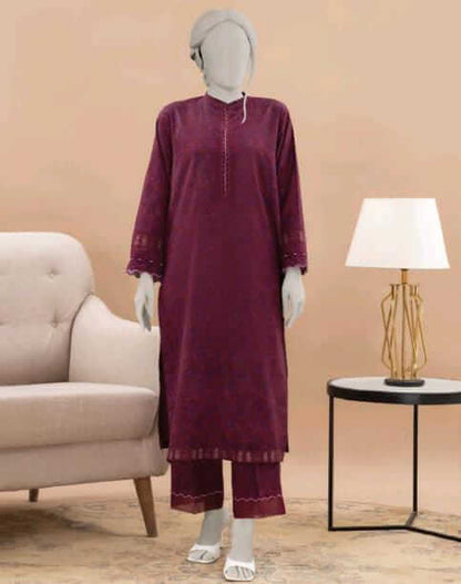 Red | Mtj-Tariq Jamil 2pc Unstitched Khaddar Suit