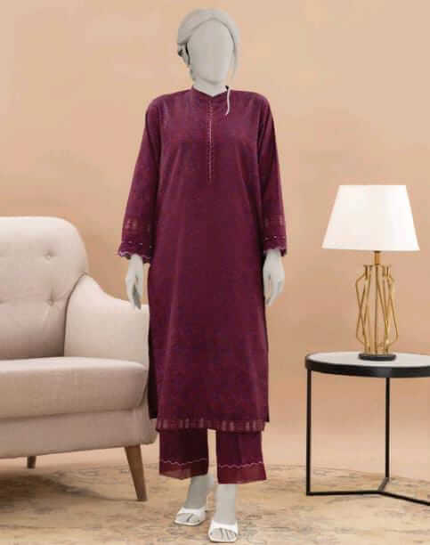 Red | Mtj-Tariq Jamil 2pc Unstitched Khaddar Suit