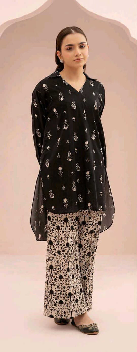 Black | Zellbury 2pc Unstitched Lawn