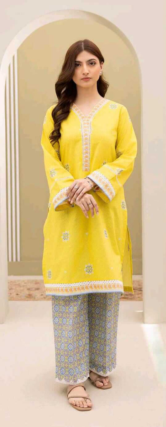 Yellow | Zellbury 2pc Unstitched Embroidered Lawn