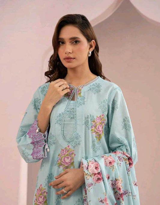 Sky Blue | Zellbury 2pc Unstitched Embroidered Suit