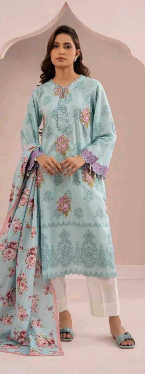 Sky Blue | Zellbury 2pc Unstitched Embroidered Suit