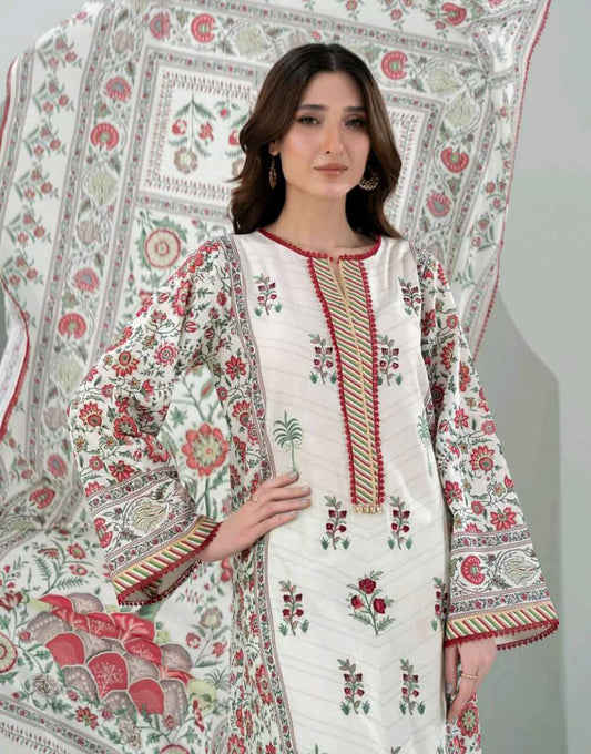 Light Green | Zellbury 3pc Unstitched Embroidered Lawn Suit