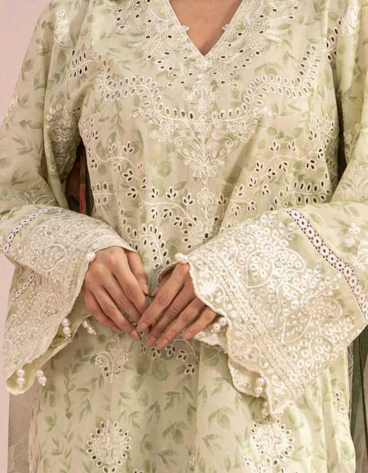 Light Green | Zellbury 3pc Unstitched Embroidered Lawn Suit