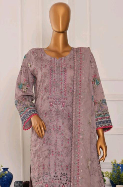 Mtf By Shahla 3pc Unstitched Slub Embroidered Cambric - Light Grey