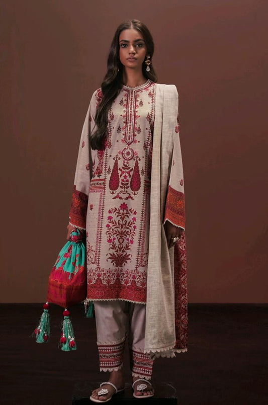 Fawn | Sana Safinaz 3pc Unstitched Lawn Suit