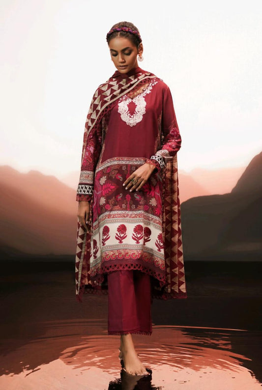 Maroon | Sana Safinaz 3pc Unstitched Lawn Suit