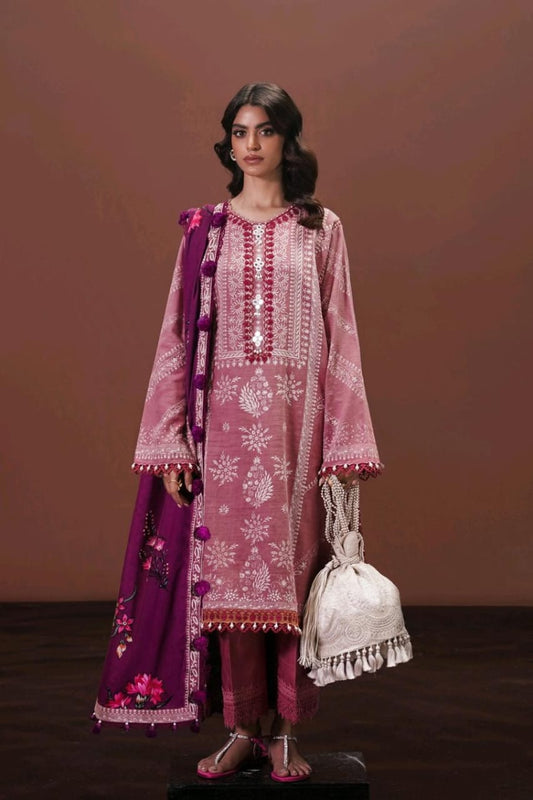 Flamingo Pink| Sana Safinaz 3pc Unstitched Lawn Suit