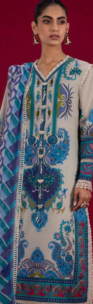 Off White | Sana Safinaz 3pc Unstitched Lawn Suit