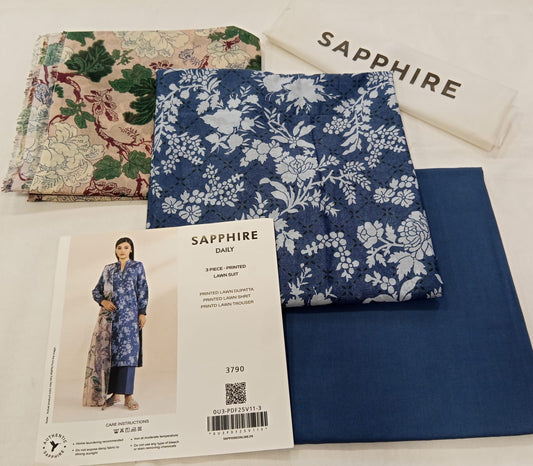 Blue | Sapphire 3Pc Unstitched Lawn Suit