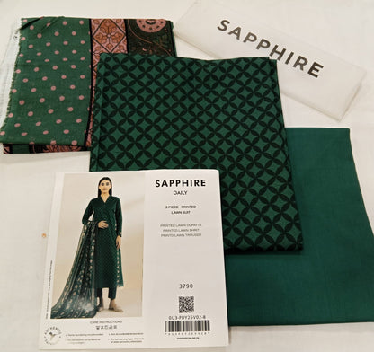 Green | Sapphire 3Pc Unstitched Lawn Suit