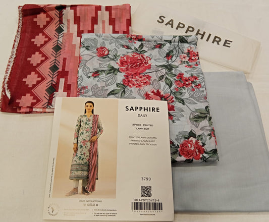 Light Grey | Sapphire 3Pc Unstitched Lawn Suit