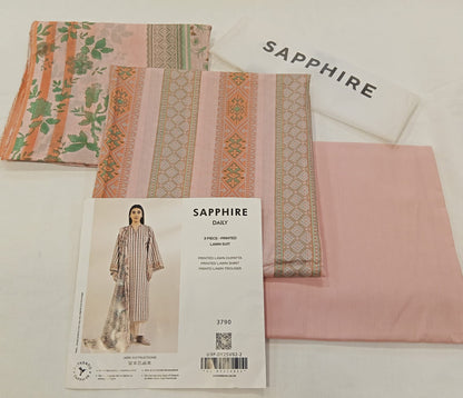 Baby Pink | Sapphire 3Pc Unstitched Lawn Suit