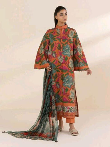 Orange | Sapphire 3Pc Unstitched Lawn Suit