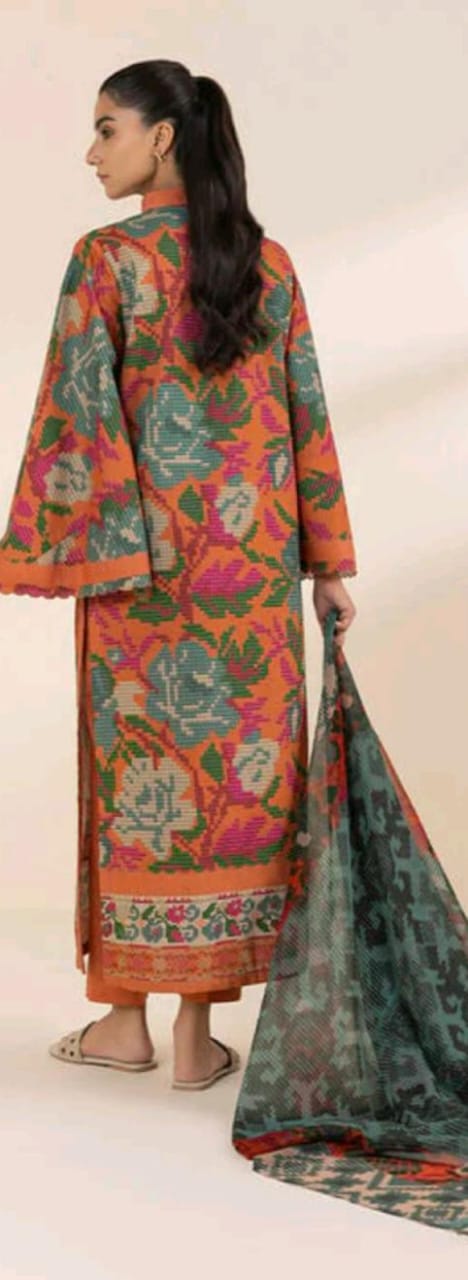 Orange | Sapphire 3Pc Unstitched Lawn Suit