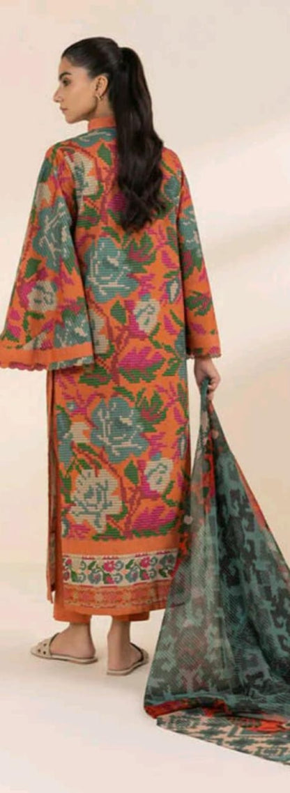 Orange | Sapphire 3Pc Unstitched Lawn Suit