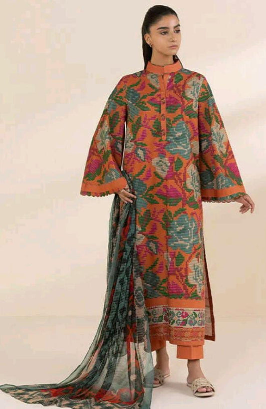 Orange | Sapphire 3Pc Unstitched Lawn Suit