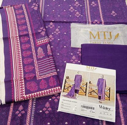 Purple | Mtj-Tariq Jamil 3pc Unstitched Khaddar Suit