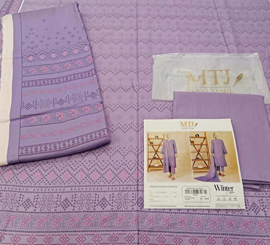 Lavender | Mtj-Tariq Jamil 3pc Unstitched Twill Viscose Suit