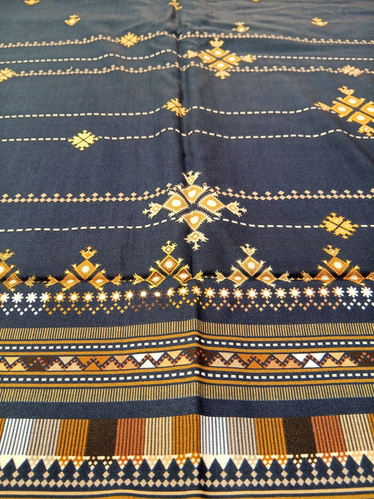 Dark Blue | Mtj-Tariq Jamil 3pc Unstitched Twill Viscose Suit